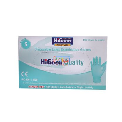 Picture of HiGeen Disposable Latex Examination Gloves Small