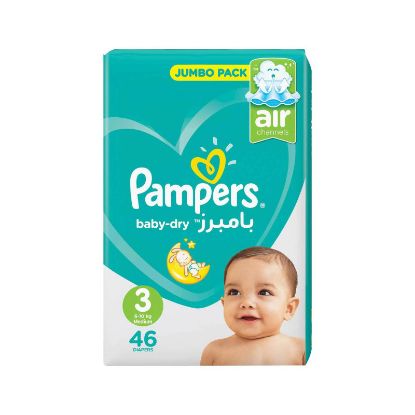 Picture of Pampers Active Baby-Dry Maxi, Medium, Size 3, 6-10 kg, 46 Diapers