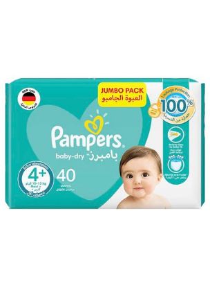 Picture of Pampers Active Baby Dry Diapers, Value Pack, Maxi Plus, Size 4+, 9-16 kg, 40 Diapers
