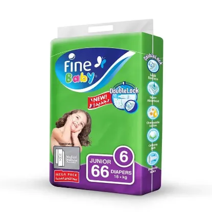 Picture of Fine Baby Diapers, Size 6, Junior 16+ kg, Mega Pack of 66 diapers